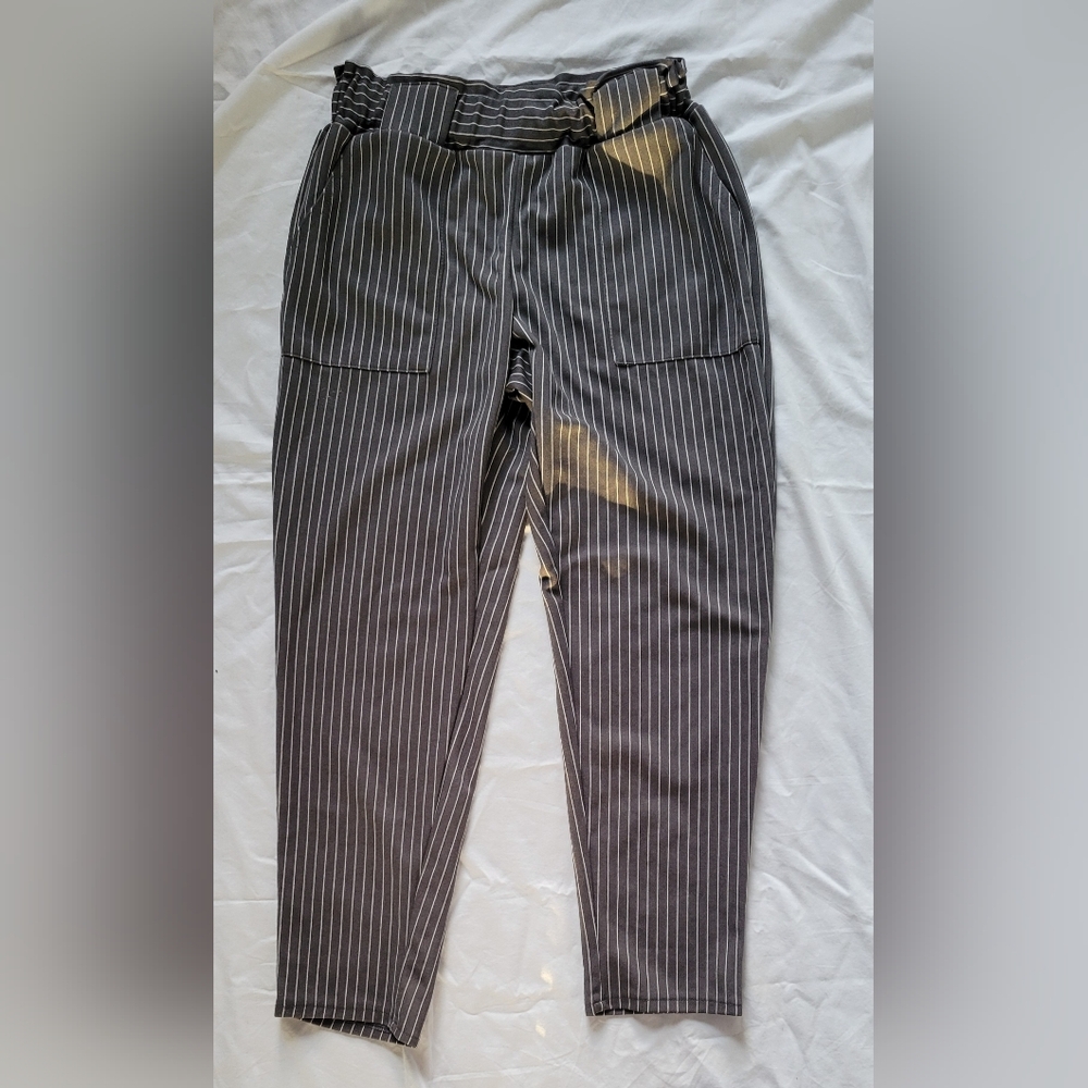 New Look Pinstripe Trousers in Black and White